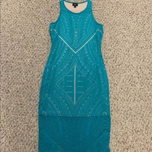 Teal Body Con Midi Dress